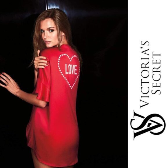 Victoria's Secret | Red Satin "Love" Kimono Robe | One Size - Picture 1 of 10